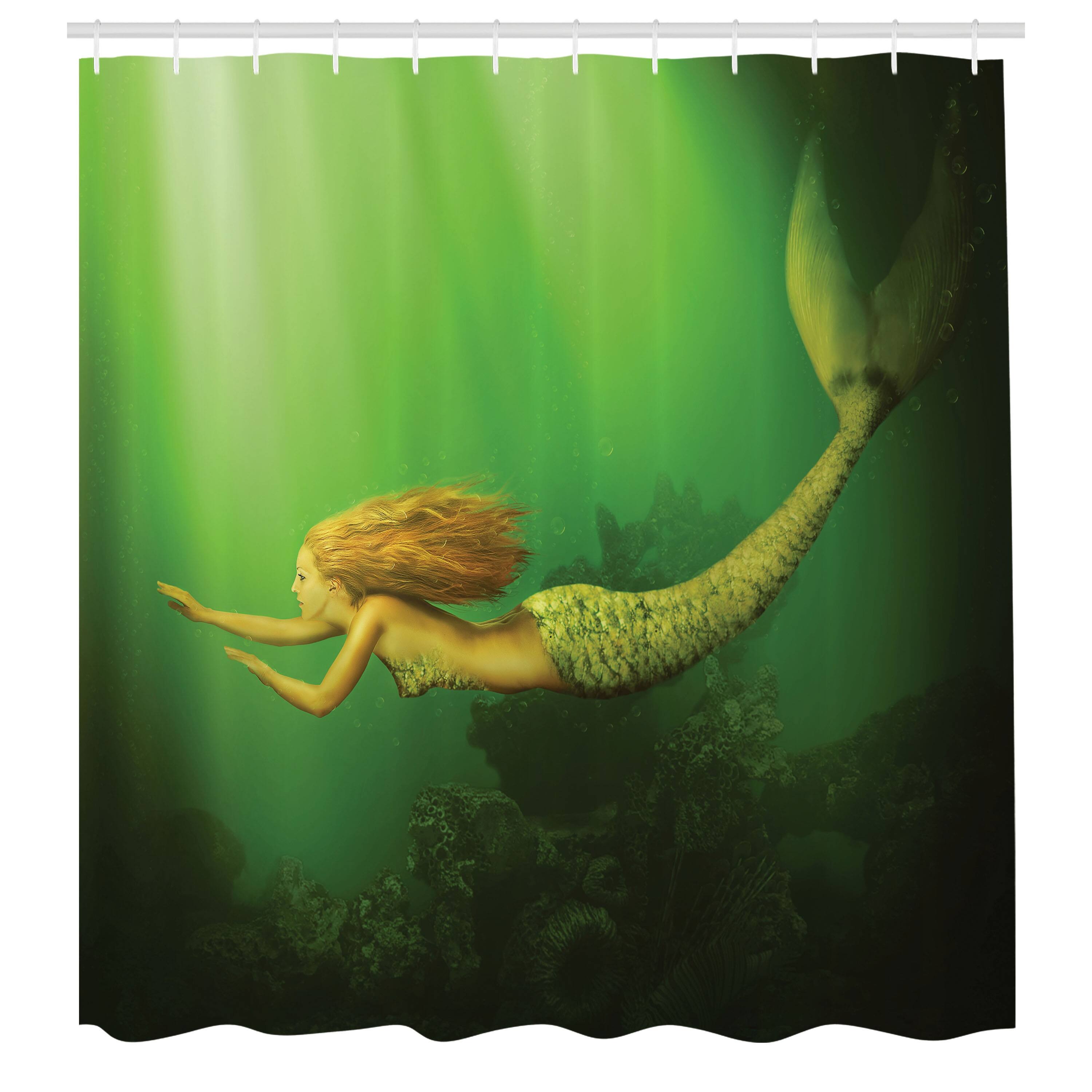 Ambesonne Mermaid Shower Curtain, Cloth Fabric Bathroom Decor Set with